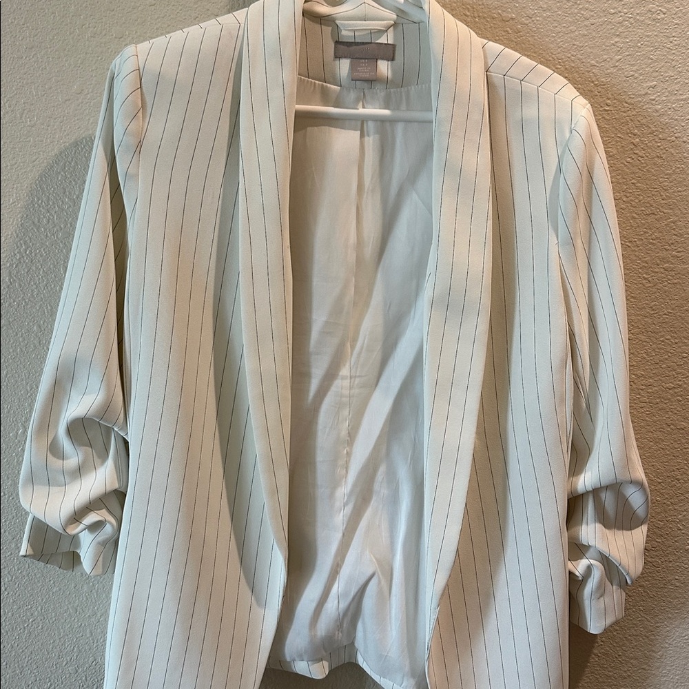 H&M Cream Blazer with Black Stripes